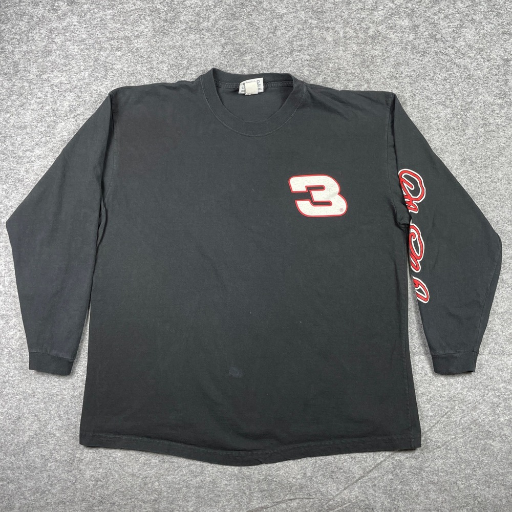 VTG Dale Earnhardt T Shirt Mens 2XL Black The Intimidator NASCAR Long Sleeve 90s